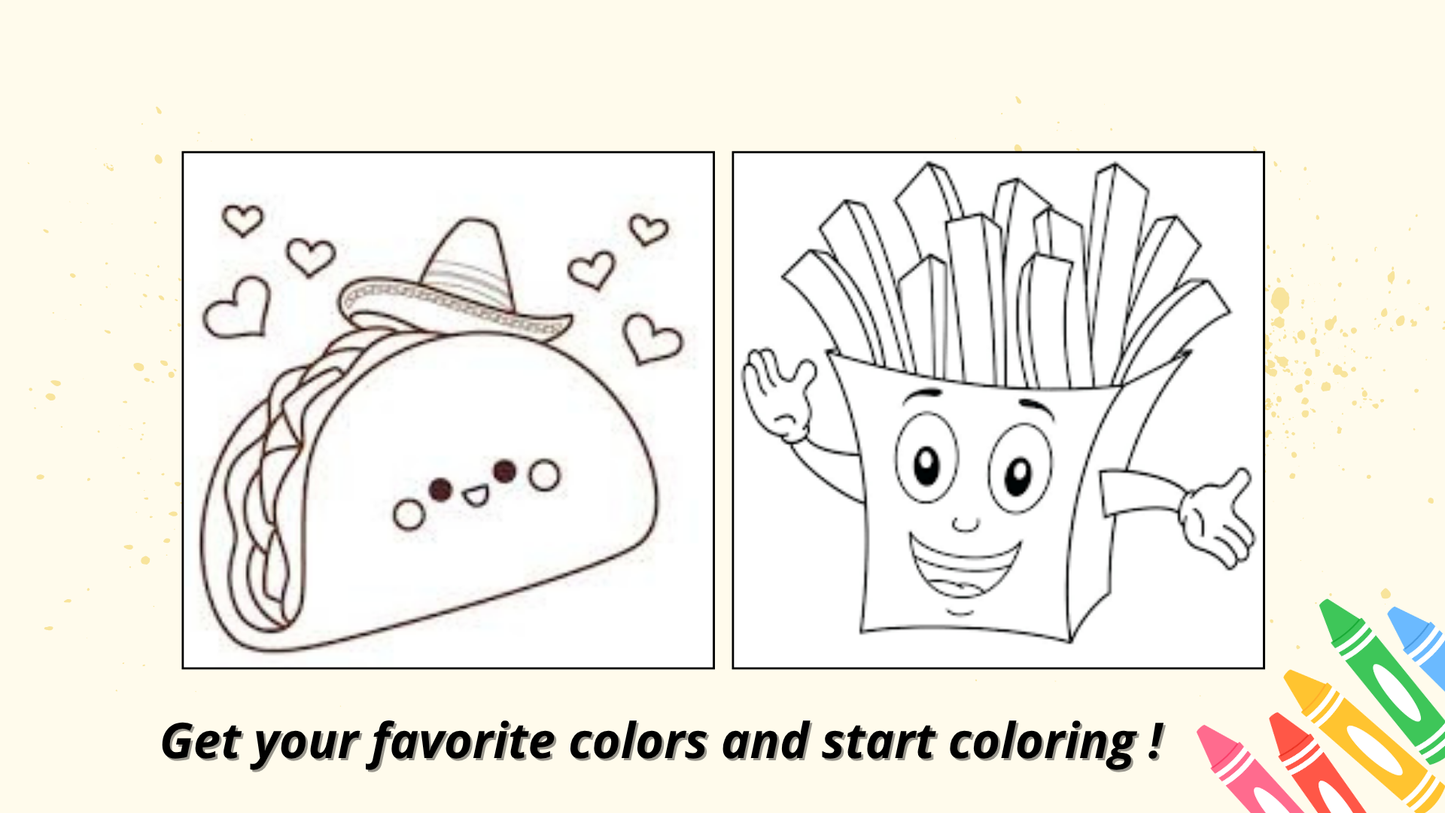 Food Drink & sweets : 14 Fun & Easy Coloring Pages for Kids – Digital Download by Color Snap