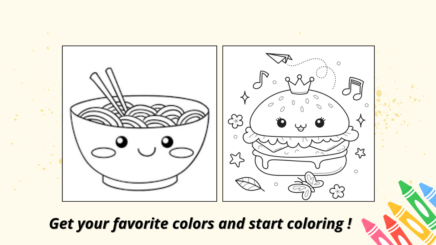 Food Drink & sweets : 14 Fun & Easy Coloring Pages for Kids – Digital Download by Color Snap