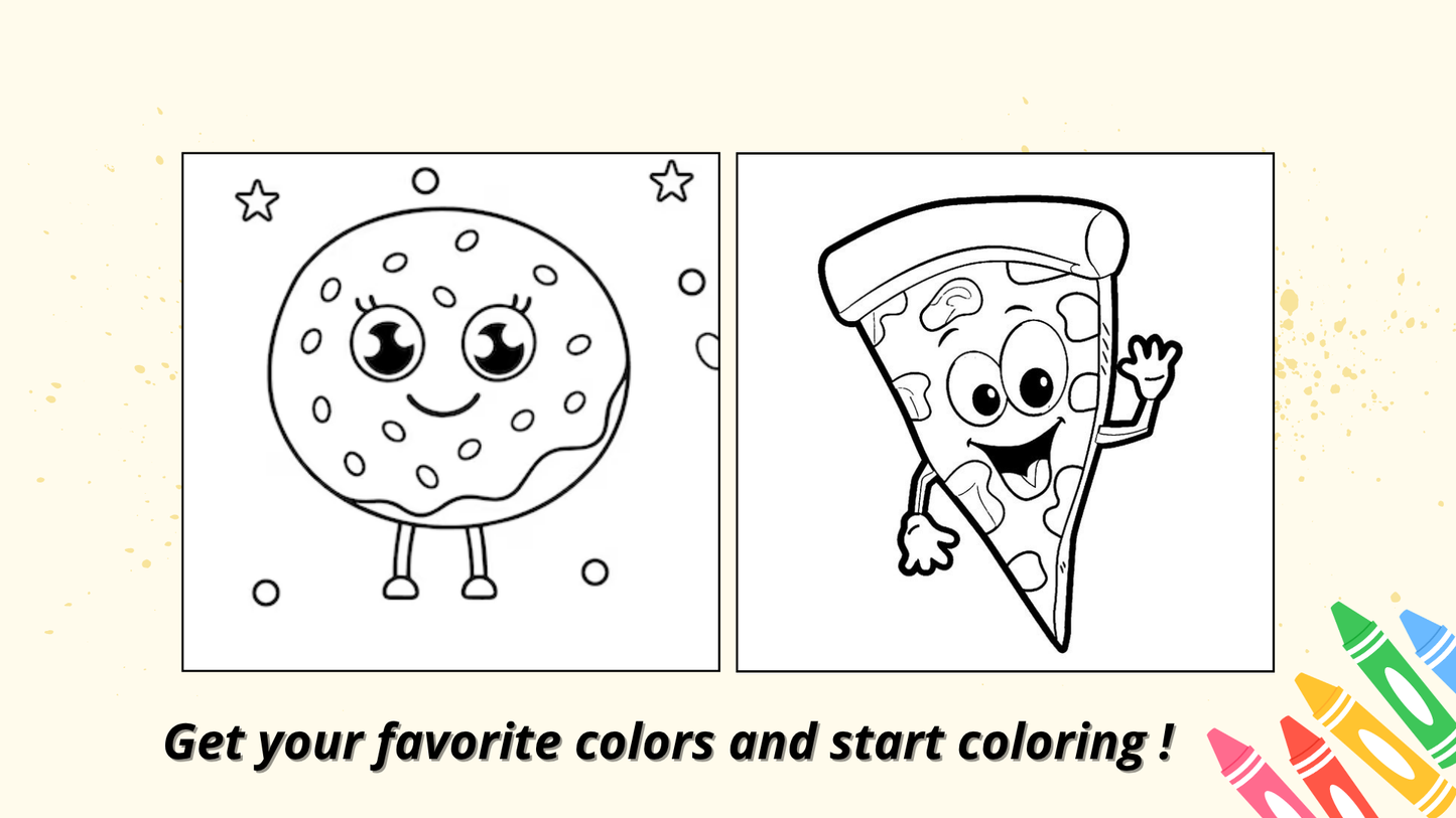 Food Drink & sweets : 14 Fun & Easy Coloring Pages for Kids – Digital Download by Color Snap