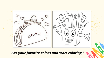 Food Drink & sweets : 14 Fun & Easy Coloring Pages for Kids – Digital Download by Color Snap