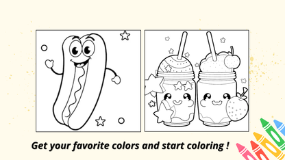 Food Drink & sweets : 14 Fun & Easy Coloring Pages for Kids – Digital Download by Color Snap