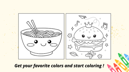 Food Drink & sweets : 14 Fun & Easy Coloring Pages for Kids – Digital Download by Color Snap