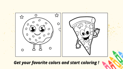 Food Drink & sweets : 14 Fun & Easy Coloring Pages for Kids – Digital Download by Color Snap