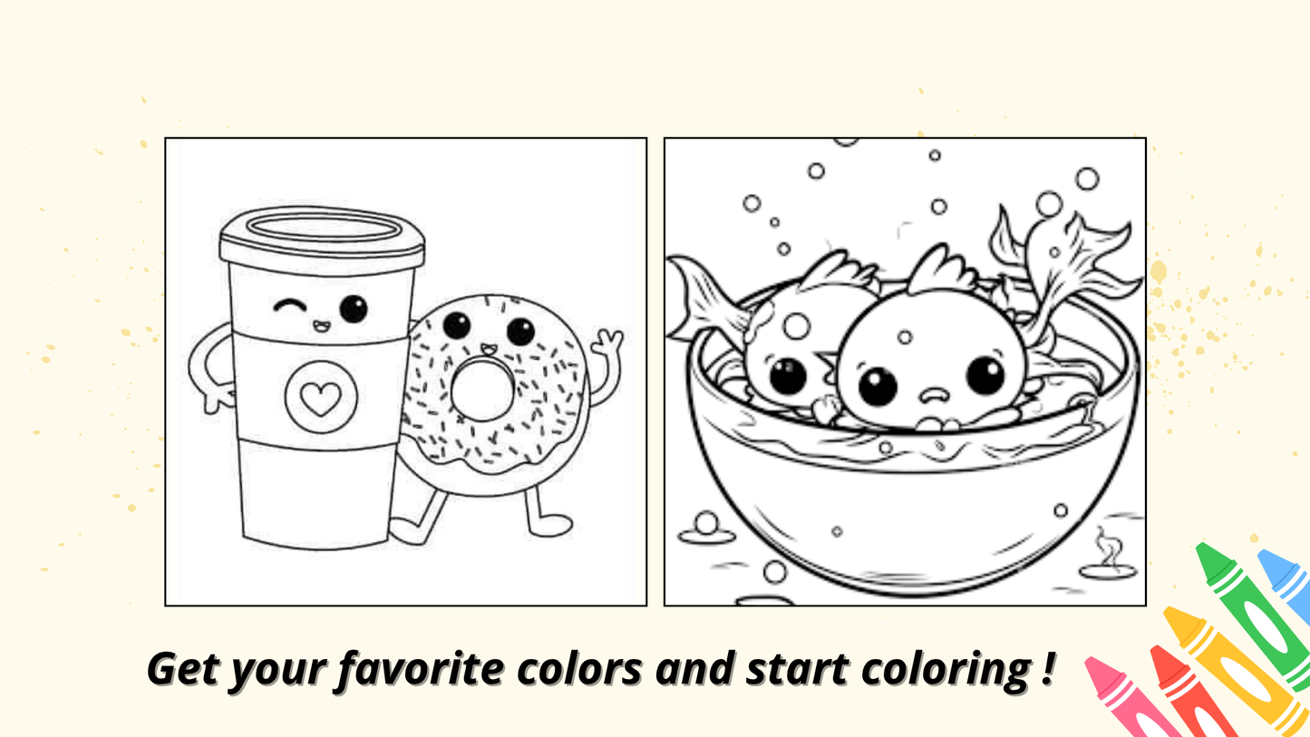 Food Drink & sweets : 14 Fun & Easy Coloring Pages for Kids – Digital Download by Color Snap