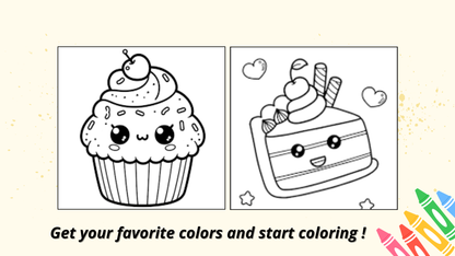 Food Drink & sweets : 14 Fun & Easy Coloring Pages for Kids – Digital Download by Color Snap